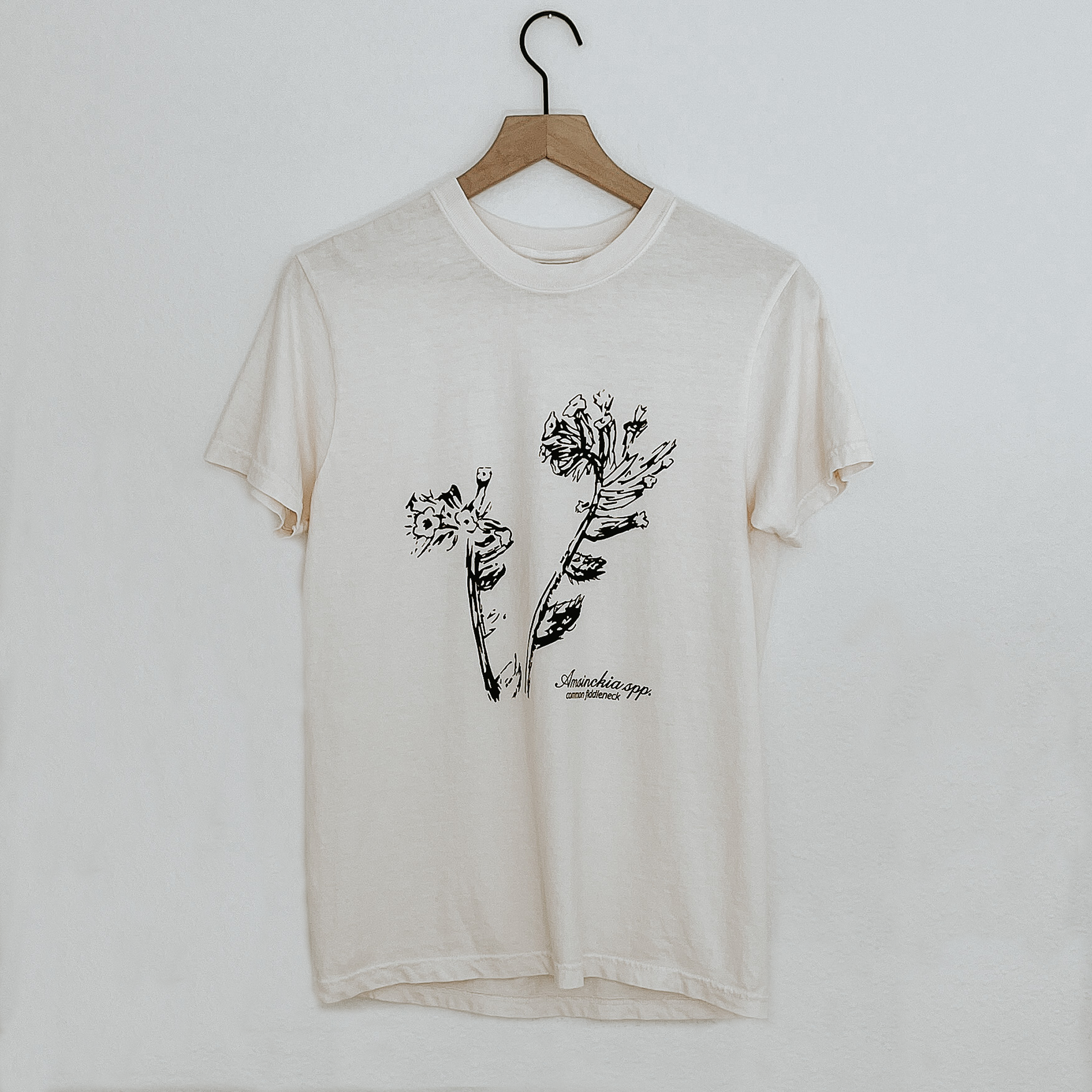 Fiddleneck Botanical Illustration Unisex T-shirt in Fiddle Cream