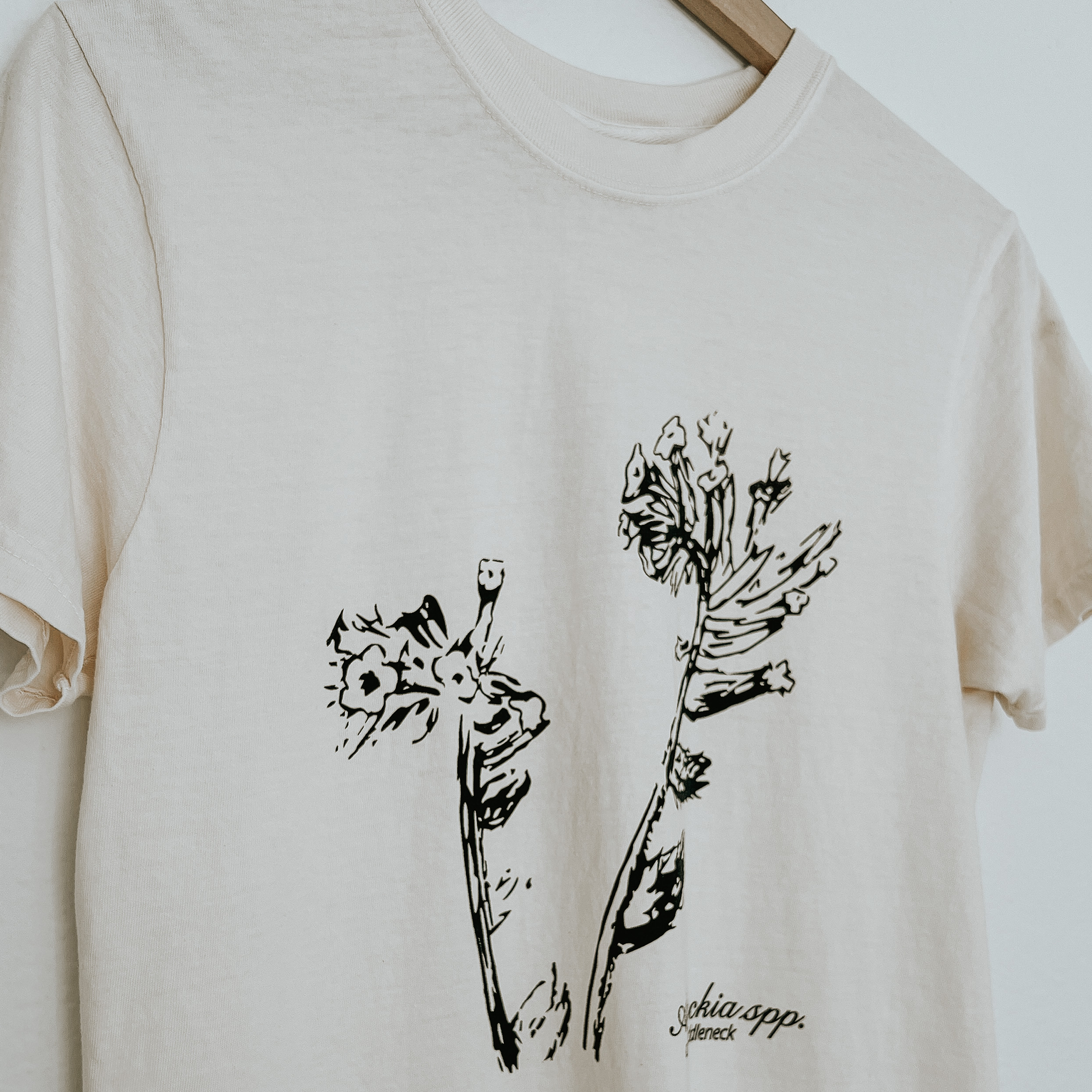Fiddleneck Botanical Illustration Unisex T-shirt in Fiddle Cream