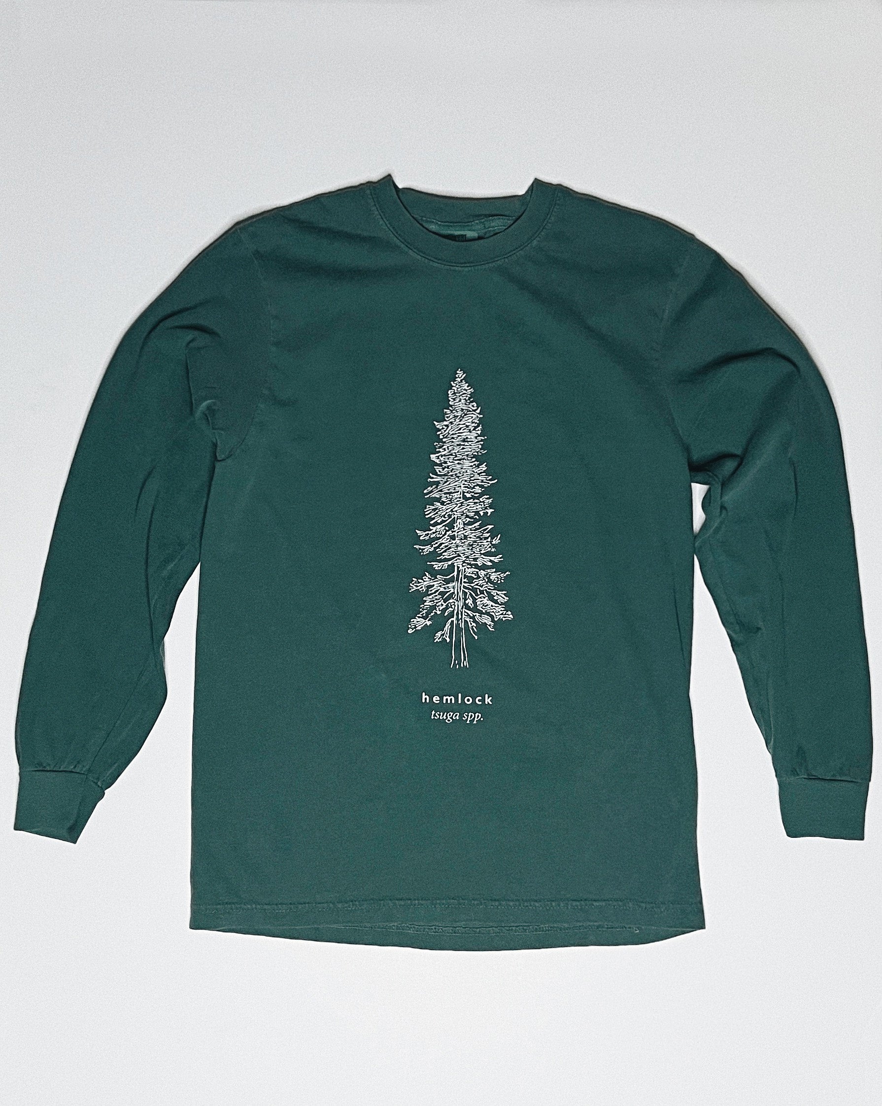 Hemlock Botanical Illustration Unisex Long Sleeve in Dusty Teal