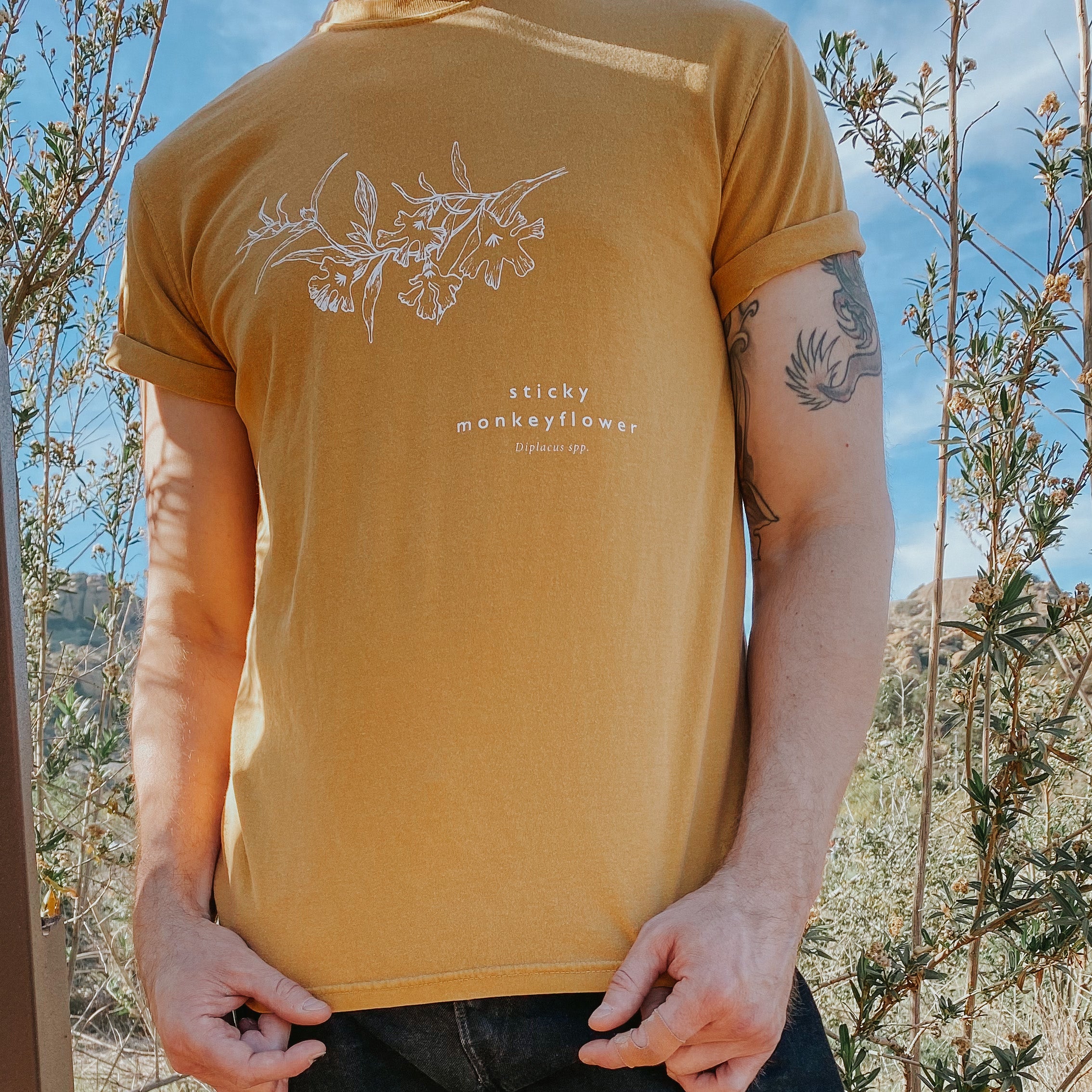 sticky monkeyflower unisex t-shirt pollen