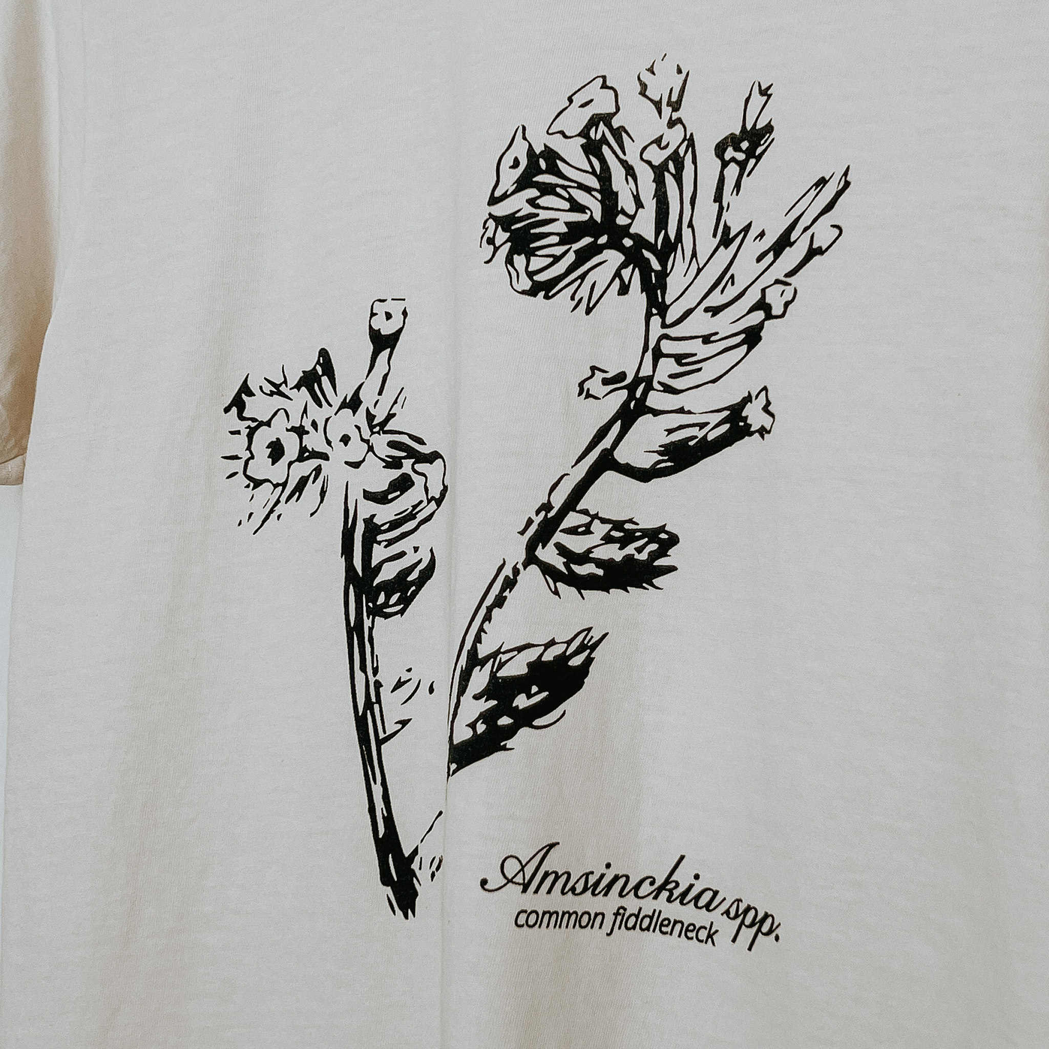 Fiddleneck Botanical Illustration Unisex T-shirt in Fiddle Cream